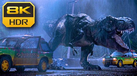 T Rex Entry Scene Jurassic Park 8k Hdr Dts X Youtube