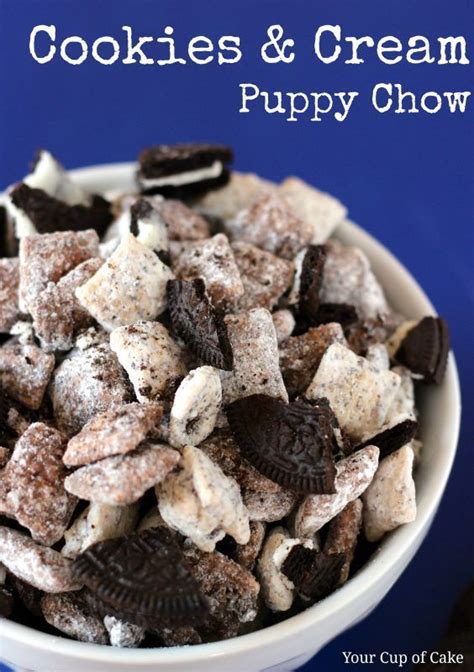 Uses the whole box of cereal and the whole bag of most recipes call for 9 cups of cereal, leaving 2 cups left in the box. Cookies and Cream Muddy Buddies | Puppy chow recipes, Chex ...