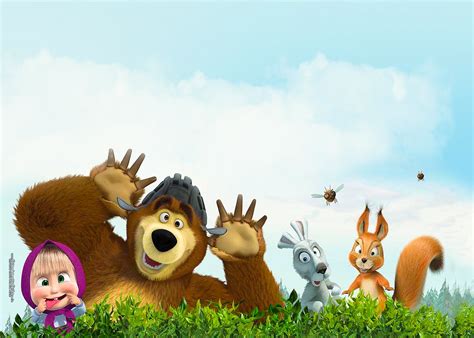 This invitation can be made in a 5x7 or 4x6 this is for a digital file only. Masha and the Bear Party: Free Printable Invitations. - Oh My Fiesta! in english
