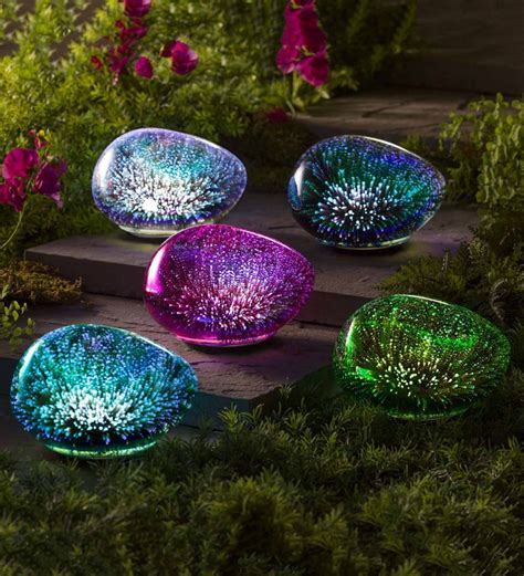 Add Color Light And Intrigue To Your Landscape With These Lighted Art Glass Decorative Glowing