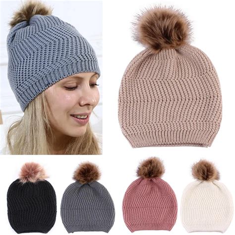 Women Fashion Keep Warm Winter Hats Knitted Wool Hemming Hat In Womens