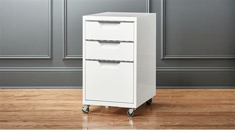 The drawers are made with full extension glides and metal rails for easy opening this small two drawer file cabinet is made up of metal. TPS white 3-drawer filing cabinet | CB2