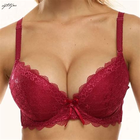 Softrhyme Sexy Lace Adjust Wired Bra Women Lingerie Padded Bras Push Up