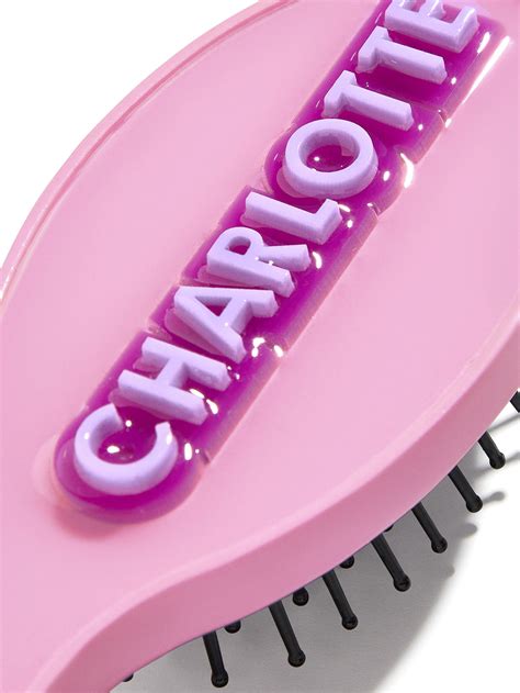 Block Font Mini Custom Hair Brush Block Font Lavender Personalized