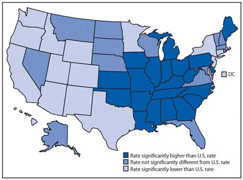 Quickstats Age Adjusted Lung Cancer Death Rates By State — National