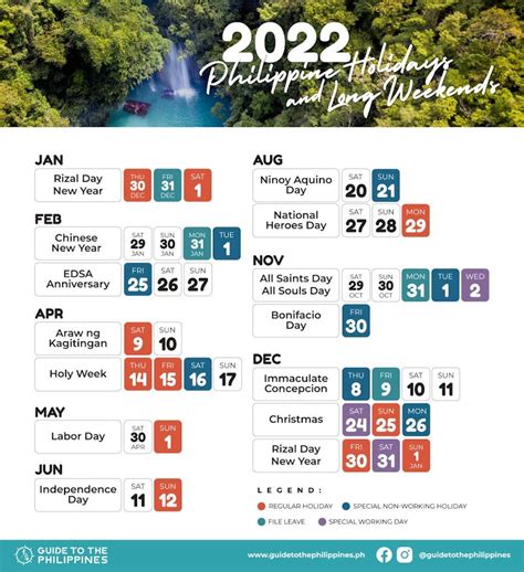 2022 Philippine Holidays Calendar Holy Week Long Weekends When To