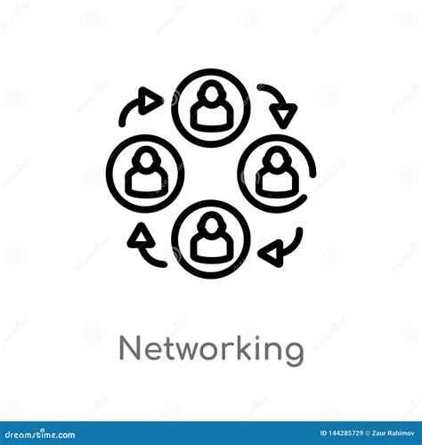 Outline Networking Vector Icon Isolated Black Simple Line Element