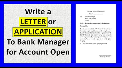 A free letter asking your bank to close your account, along with tips to make sure it goes smoothly. How to write a letter or application to Bank Manager for open a new bank account - YouTube