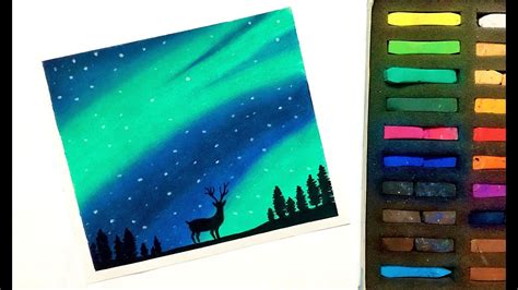 Aurora Night Drawing For Beginners With Soft Pastels Youtube
