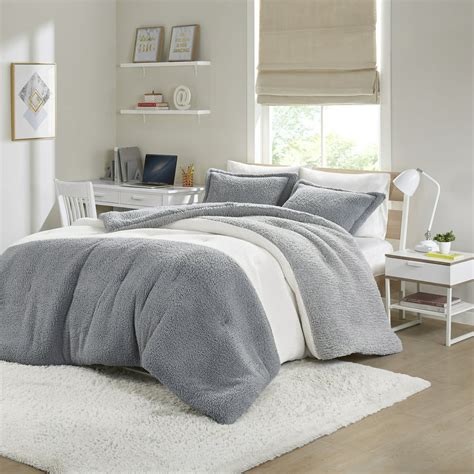 Home Essence Apartment Remy Colorblock Overfilled Sherpa Comforter Set