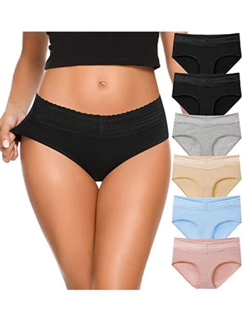 Buy Annenmy Cotton Underwear For Women With Lace Waistband Mid Rise Brief No Muffin Top Full