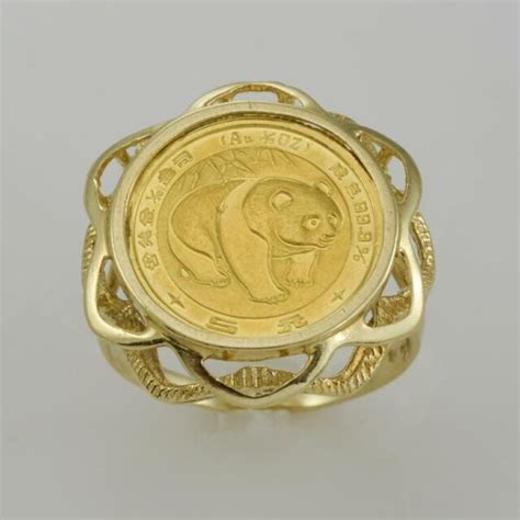 14k Yellow Gold Ladies Ring With 1983 120 Oz Gold Chinese Panda Size