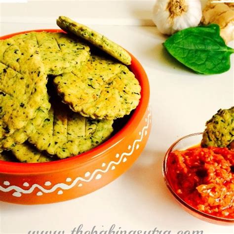 Spicy Spinach Crackers Baked Masala Palak Mathari Recipe By Jayshree