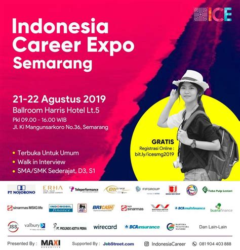 The 2019 undergraduate fall career fair will include organizations from a diversity of industries, including finance, consulting, consumer packaged goods, media, marketing, advertising, and more. JOB FAIR INDONESIA CAREER EXPO SEMARANG (GRATIS) 21-22 ...