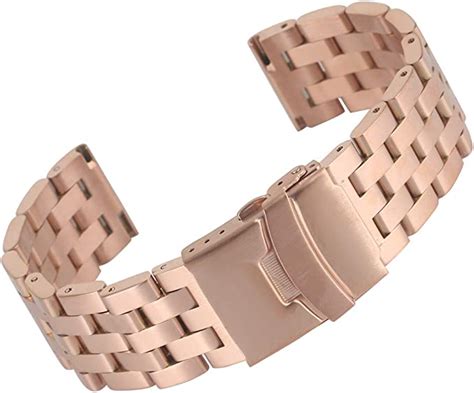 20mm Charming Rose Gold Watch Band Durable Stainless Steel Tank Chain