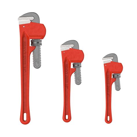 Plumbers Pipe Wrench 3 Piece 14 Inch 10 Inch 8 Inch Set Home