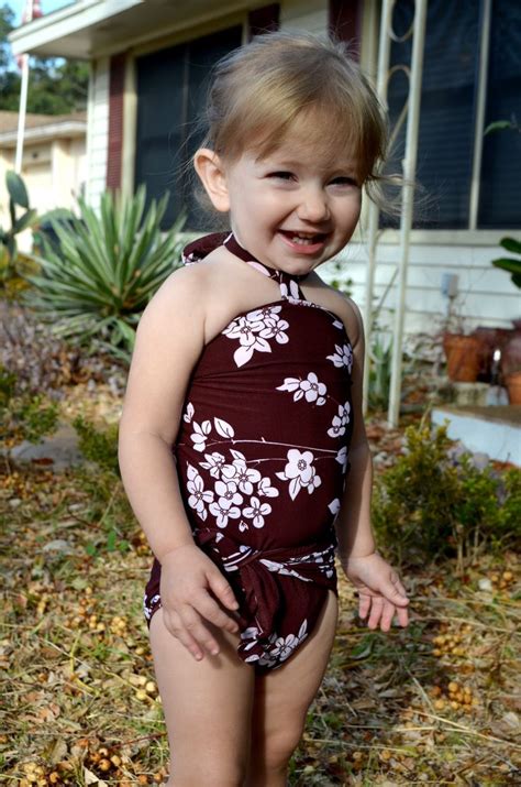 Baby Bathing Suit Brown Flower Print Wrap Around Swimsuit Fits Newborn
