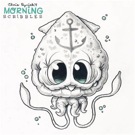 Chris Ryniak On Instagram 🦑⚓️ Morningscribbles In 2020 Cute Monsters Drawings Monster