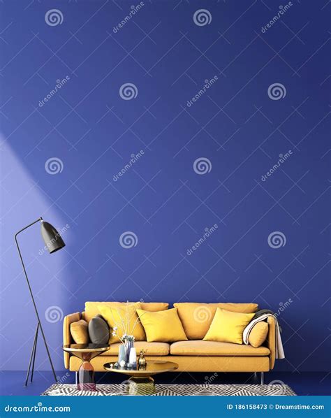 Interior Design For Classic Blue Color Trend 2020 Stock Illustration