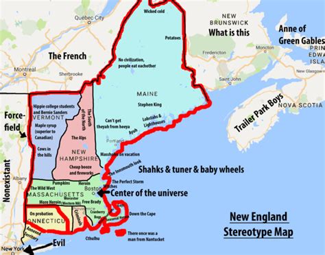 Stereotype Map Of New England And Surrounding Areas Meme Guy