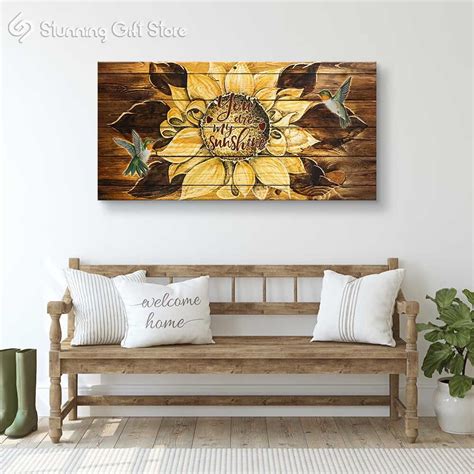 Rustic Sunflower Wall Decor You Are My Sunshine Canvas Large Sunflower