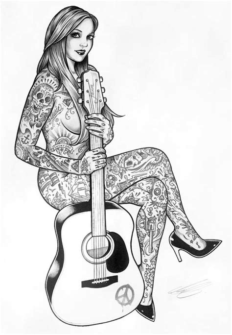 Lovely Illustrations Of Sexy Ladies Covered In Tattoos