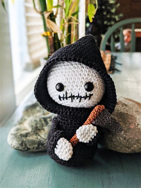 Grim Reaper Stuffed Toy Cute Skeleton Doll Plush Halloween Etsy