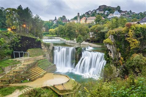Town Of Jajce And Pliva Waterfall Bosnia And Herzegovina — Stock Photo