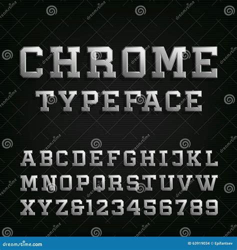 Beveled Chrome Alphabet Vector Font Stock Vector Illustration Of
