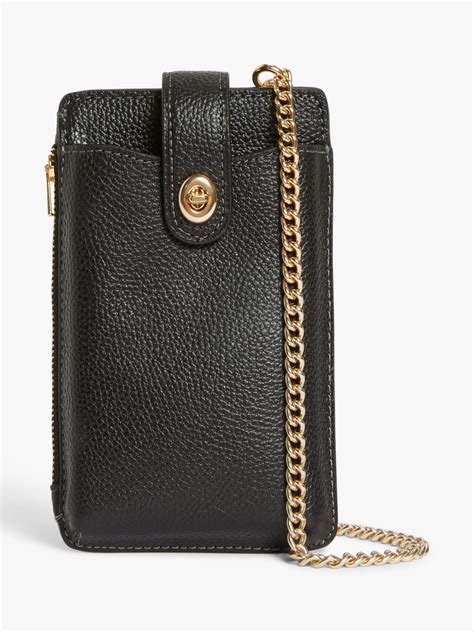 Coach Leather Phone Cross Body Bag Black At John Lewis And Partners