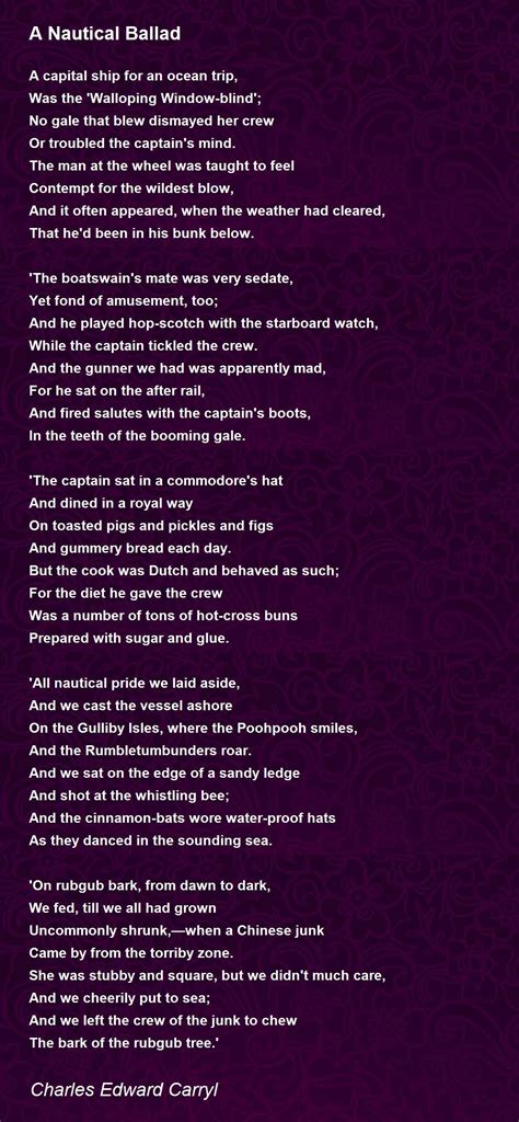 A Nautical Ballad Poem By Charles Edward Carryl Poem Hunter