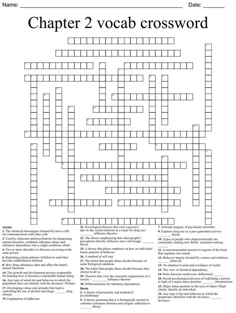 Chapter 2 Vocab Crossword Wordmint