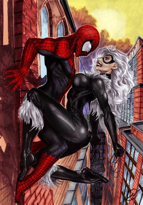 Spiderman Fan Art Spider Man And Black Cat By ~archaeopteryx14