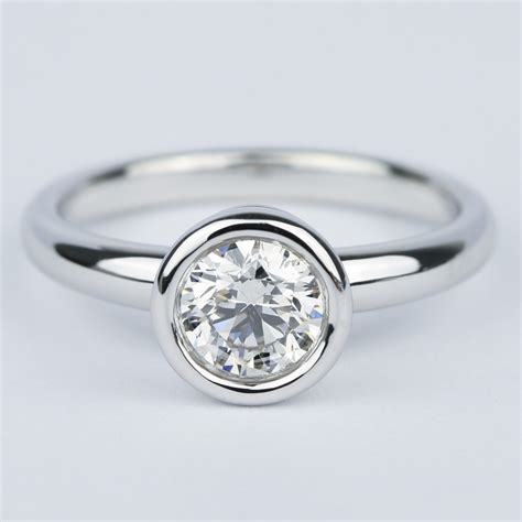 1 Carat Solitaire Bezel Engagement Ring In White Gold