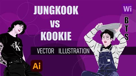 Jungkook Vs Kookie Bts Jk Drawing Adobe Illustrator Drawing Bts