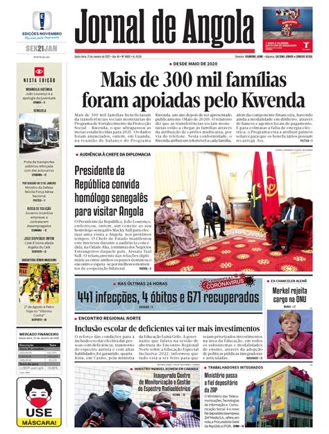 Jornal De Angola Sexta 21 De Janeiro De 2022