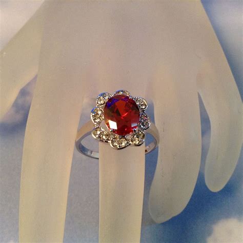 Red Crystal 925 Silver Ring Size 10 Size 10 Rings Silver Rings Rings