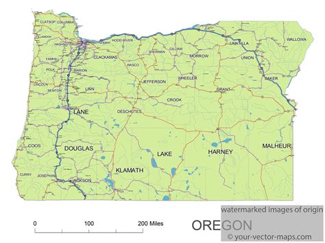 Oregon Map With Cities And Rivers Map Of World