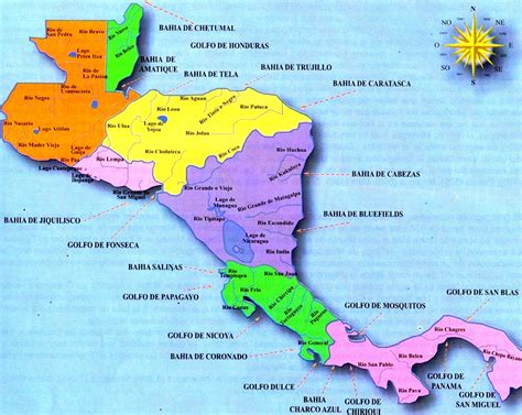 Mapa De America Central Con Division Politica Con Nombres America