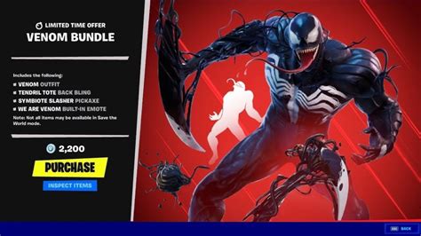 New Venom Bundle Showcase In Fortnite Venom Skin Tendril Tote