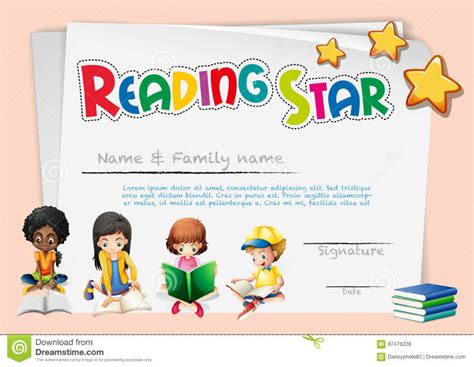 Certificate Template For Reading Star Stock Vector Within Super Reader