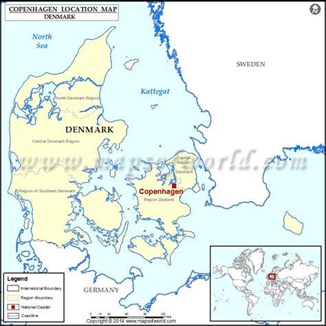 Where Is Copenhagen Location Of Copenhagen In Denmark Map
