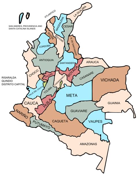 Mapa De Las Regiones De Colombia Con Sus Departamentos Y Capitales