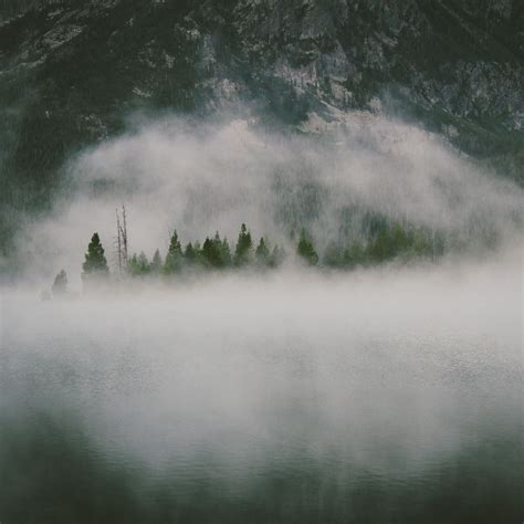 Nature Dark Foggy Lake Mountains Landscape Ipad Air Wallpapers Free