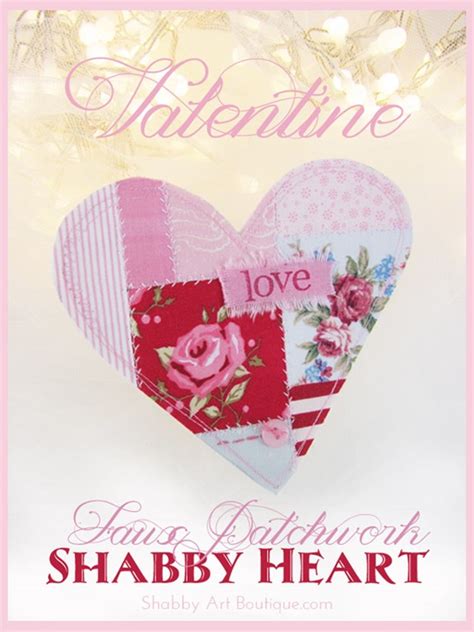 Diy ~ Faux Patchwork Shabby Valentine Heart Shabby Art Boutique