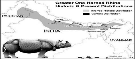 Map Showing Historic And Present Distributions Of Greater One Horned
