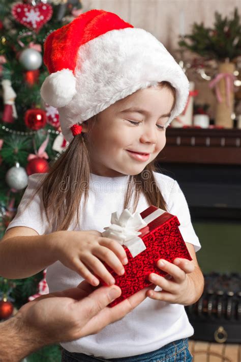 Christmas Surprise From Father For Little Girl In Santa