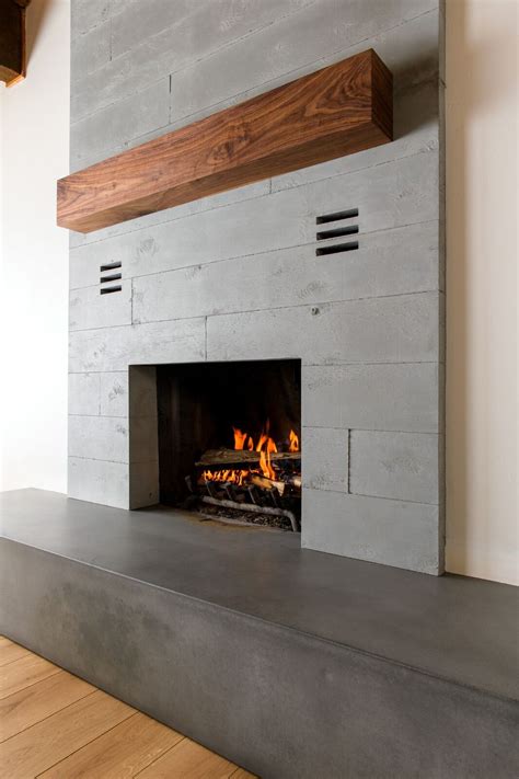 Fireplace Board Form Concrete Panels And Hearth Fireplace Remodel