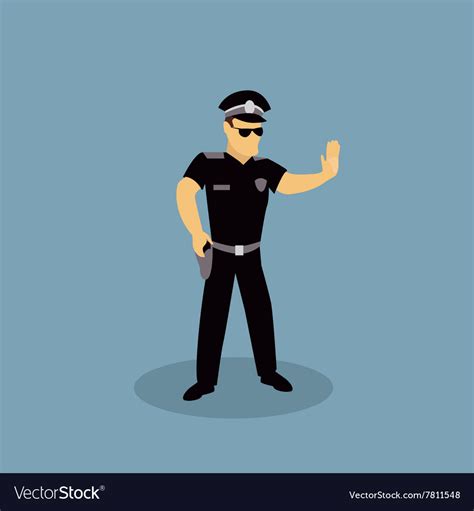 Profession Police Character Design Flat Royalty Free Vector