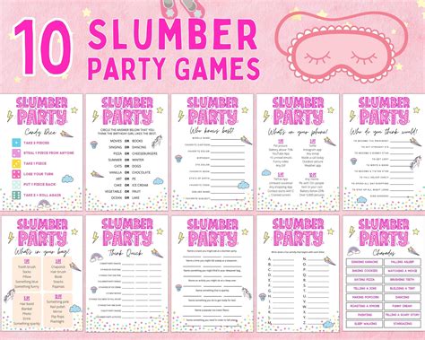 Slumber Party Games Slumber Party Bundle Sleepover Game Slumber Party Charades Tween Teens Pink